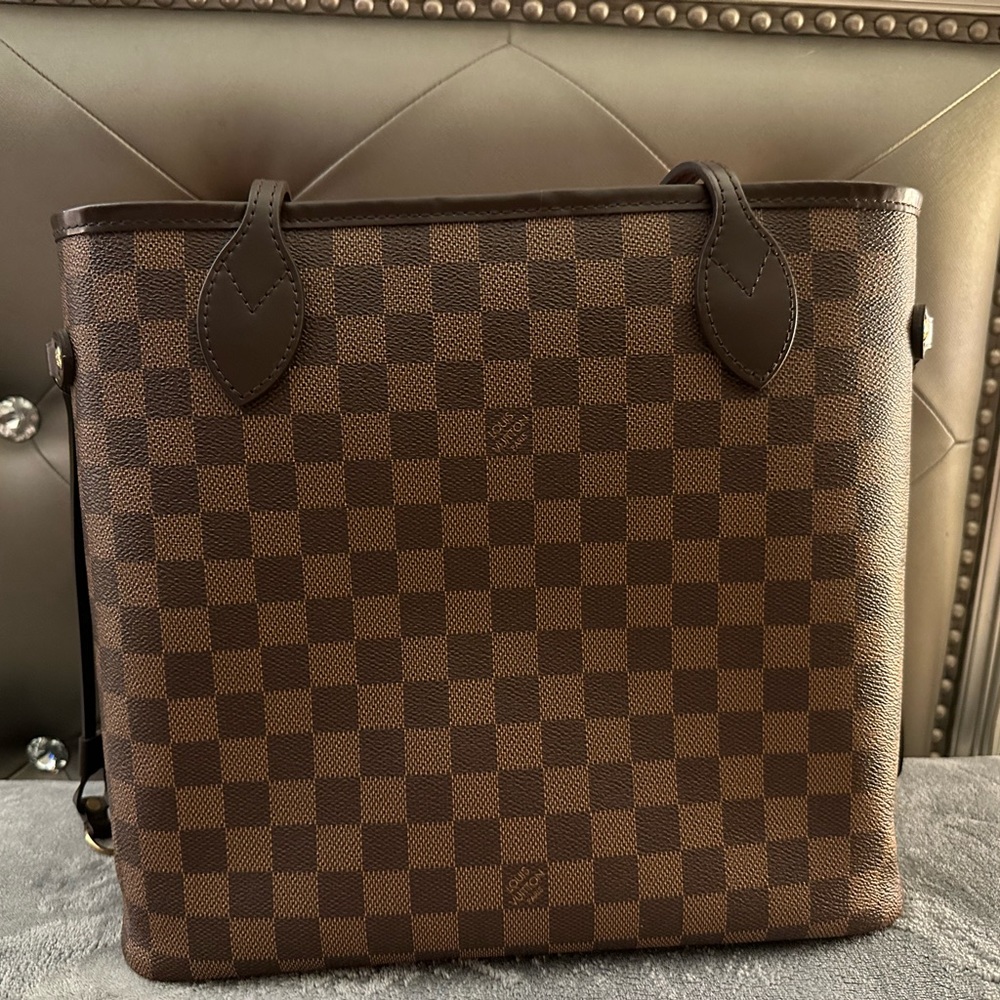 Pre Loved Louis Vuitton Damier Ebene Neo Neverfull MM Rose Ballerine